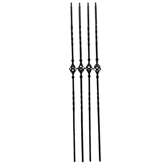 44” x 0.5” Black Hollow Aluminum Pin Top Single Basket Baluster Lot Of 4 {G8} - Picture 1 of 14